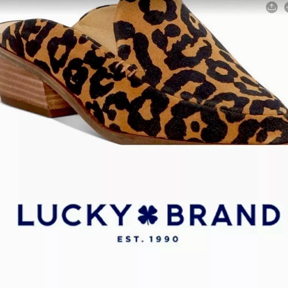 LUCKY BRAND Women’s Leopard Heeled Mules 7 M